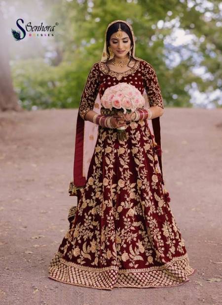 Maroon Colour Latest Collection Designer Fancy Wedding Wear Velvet With Frount Back Both Side Embroidery And Stone Work Salwar Kameez 22002